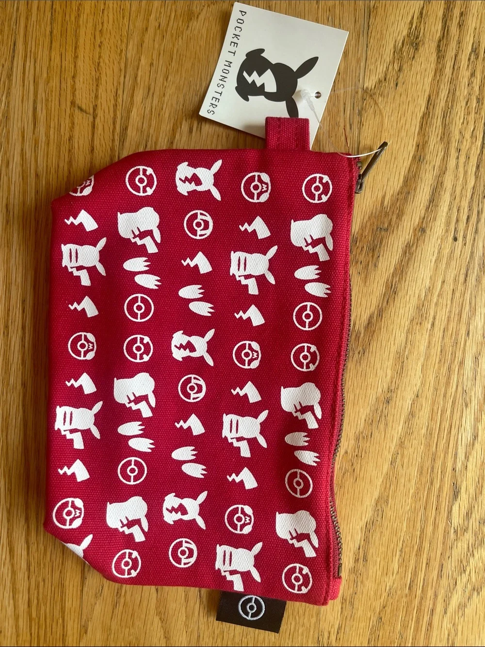 Red Pikachu Pattern Zip Pouch